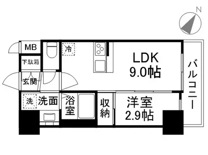 スワンズシティ神戸湊川II(1LDK/10階)の間取り写真
