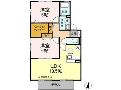 ガーデンヒルズウエスト(2LDK/1階)の間取り写真