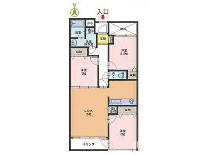 ザ・アーバン・プレステージ(3LDK/4階)の間取り写真