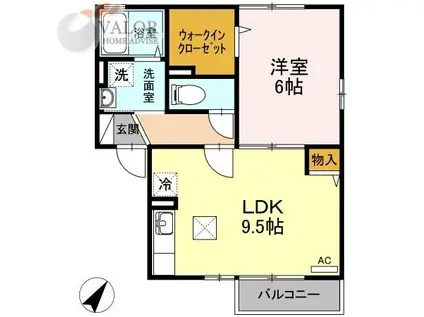 サニーハウス(1LDK/2階)の間取り写真