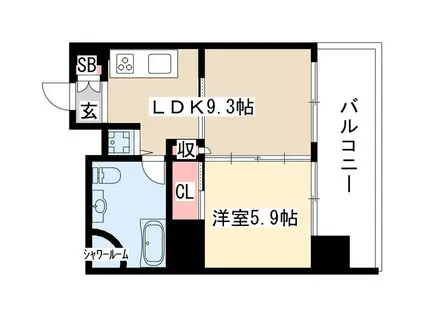 レインボーピア記念橋(1LDK/7階)の間取り写真