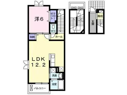 ラインハイム足立山D(1LDK/3階)の間取り写真