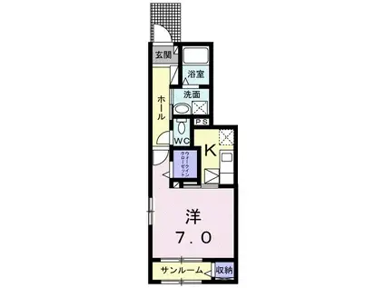 フリーデンハイム中浜(1K/1階)の間取り写真