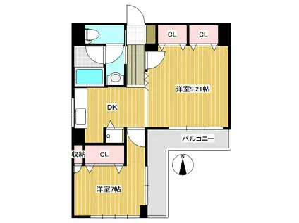 ディアコート篠崎(2DK/2階)の間取り写真