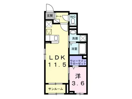 ヴァーチュ葵(1LDK/1階)の間取り写真