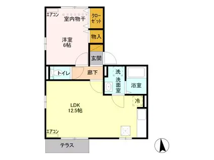 ルミナス・オリエンタルコート(1LDK/1階)の間取り写真