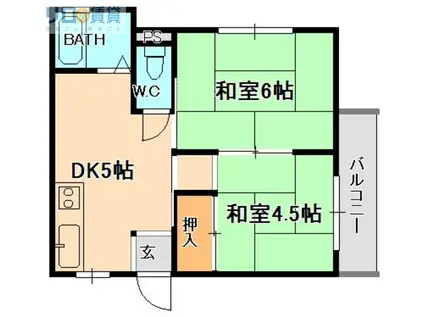 サン・ヒルズ(2DK/5階)の間取り写真