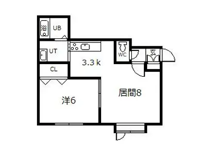 グルービー107(1LDK/1階)の間取り写真