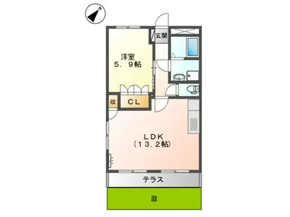 サンフラワー・F(1LDK/1階)の間取り写真
