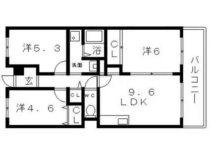 テクノコーポラス西田辺(3DK/2階)の間取り写真
