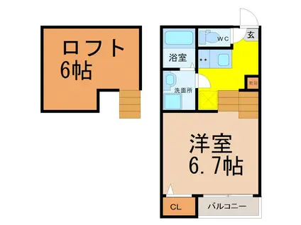 ダヌア下坂町(1SK/1階)の間取り写真