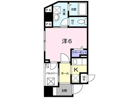 ＪＲ東海道本線 吹田駅(ＪＲ) 徒歩6分 4階建 築16年(1K/2階)の間取り写真