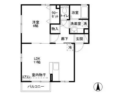 フォンテーヌ(1LDK/2階)の間取り写真