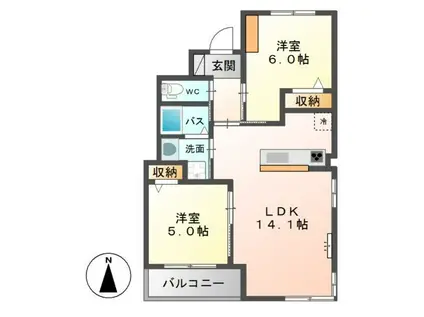 リトルパンドMソラーレ(2LDK/3階)の間取り写真