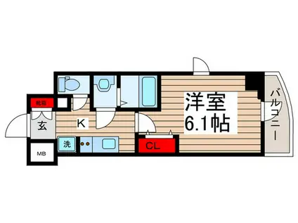 アーバンパーク南行徳レジデンス(1K/6階)の間取り写真