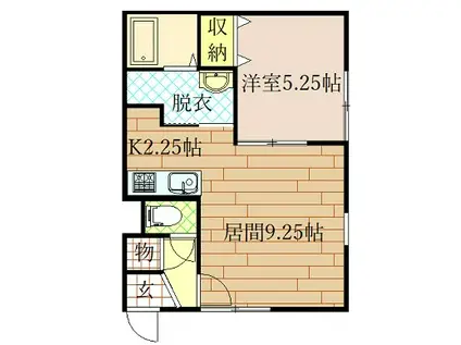 YOUハイツ(1LDK/1階)の間取り写真