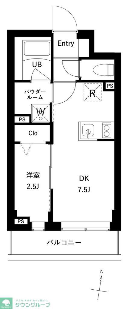 プレセダン千駄木(1DK/2階)の間取り写真