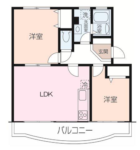 マモール北久里浜A棟(2LDK/3階)の間取り写真