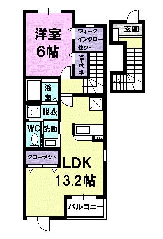 エターナル(1LDK/2階)の間取り写真