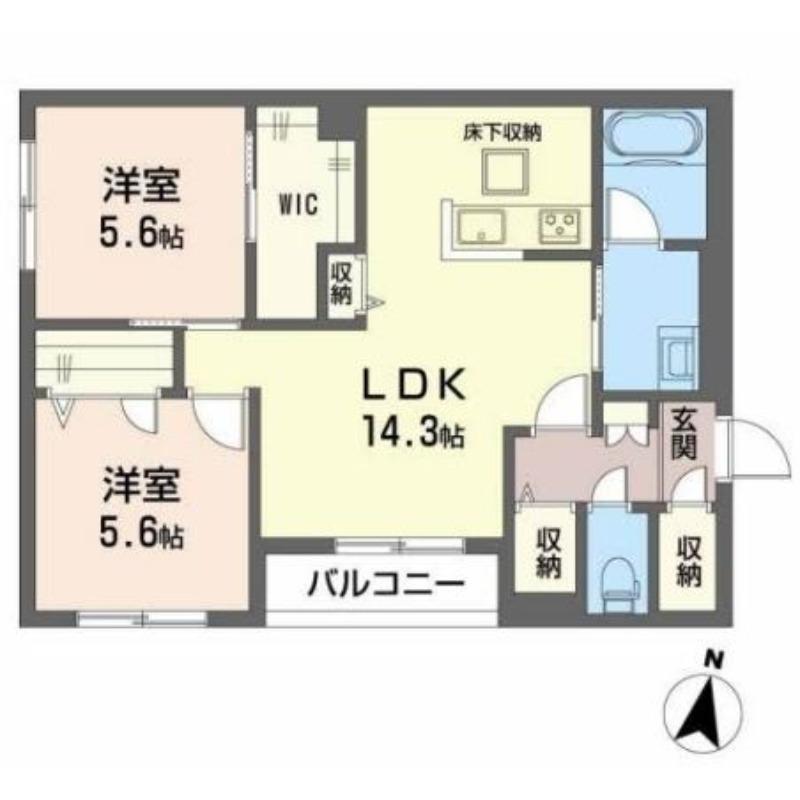 シュポールS(2LDK/1階)の間取り写真