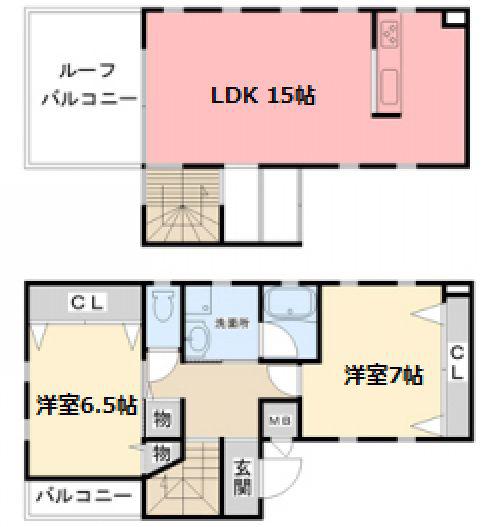 LA COUR(2LDK/1階)の間取り写真