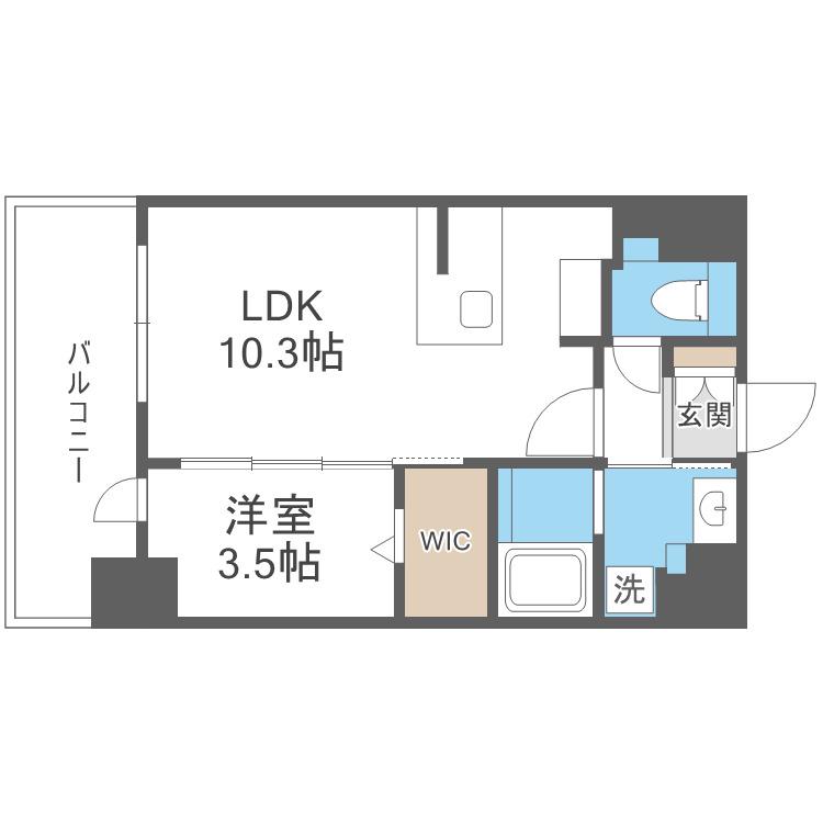 LOUIS RESIDENCE弁天町(1LDK/5階)の間取り写真