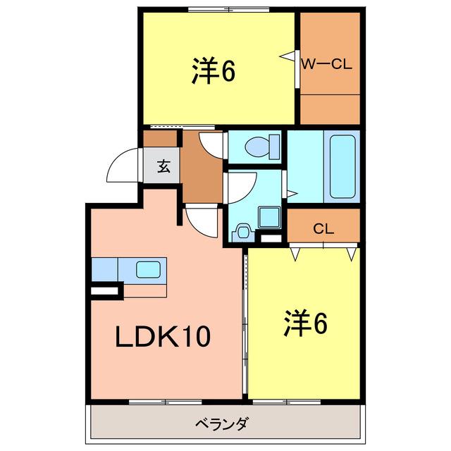 名鉄西尾線 桜井駅(愛知) 徒歩11分 3階建 築18年(2LDK/3階)の間取り写真