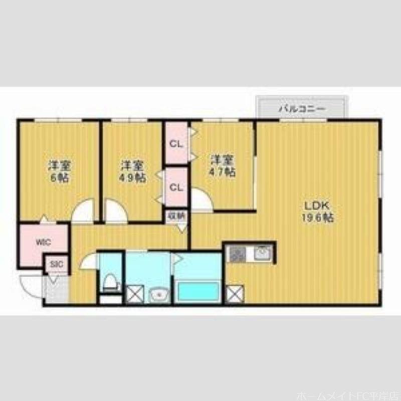 平岸5-13(3LDK/3階)の間取り写真