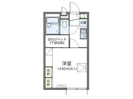 レオパレス天神III(1K/1階)の間取り写真