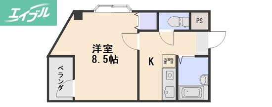 グランシャリオ津高弐番館(1K/2階)の間取り写真
