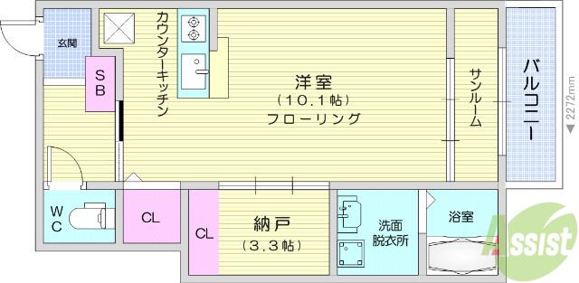 ジュエリースターA(1K/1階)の間取り写真