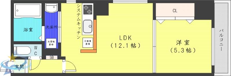 SPACE北三条(1LDK/10階)の間取り写真