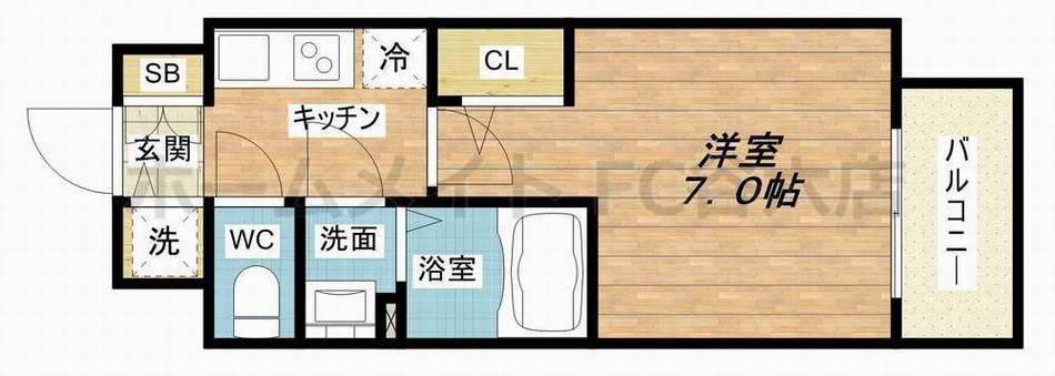 エスリード大阪上本町グリーズ(1K/14階)の間取り写真