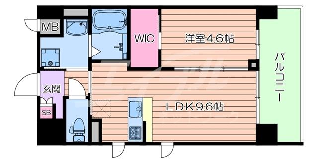 第26関根マンション(1LDK/12階)の間取り写真