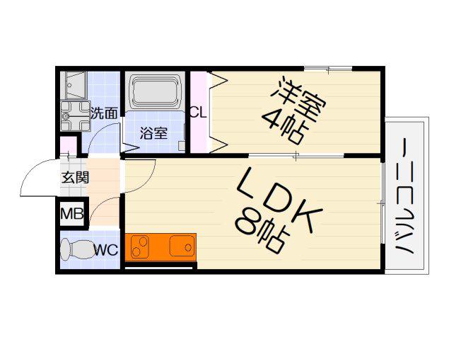 ALEGRIA北助松サウス(1LDK/3階)の間取り写真