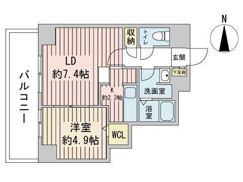 レジディア北2条イーストⅡ(1LDK/6階)の間取り写真