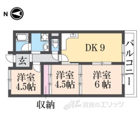 エミネンス生駒(3DK/4階)の間取り写真