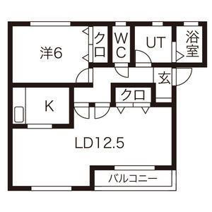 コーポJKL K棟(1LDK/2階)の間取り写真