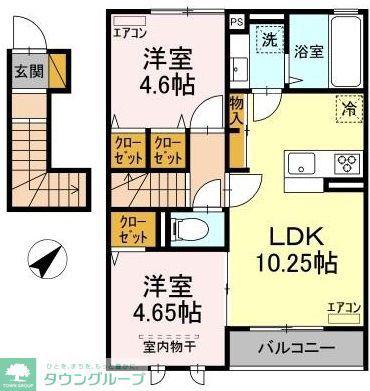 ヴァンベール(2LDK/2階)の間取り写真