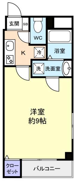 PRESENT A TOI V(1K/3階)の間取り写真