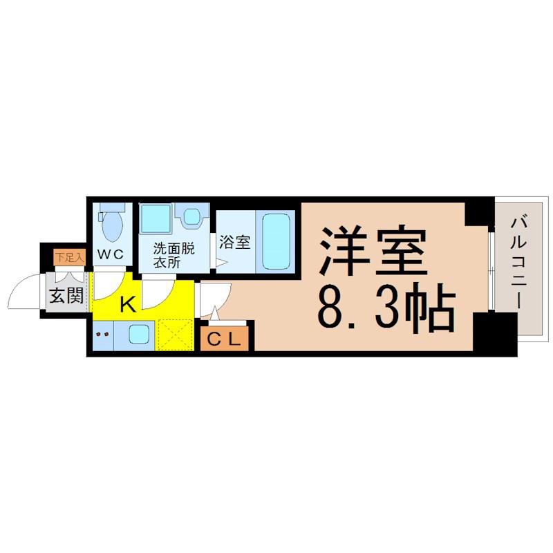 S-RESIDENCE熱田(1K/8階)の間取り写真