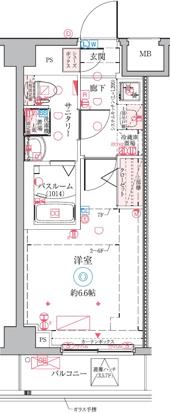 クレヴィスタ横浜矢向(1K/2階)の間取り写真