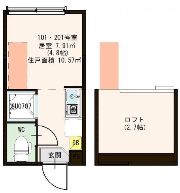ハーモニーテラス仲宿IV(ワンルーム/1階)の間取り写真