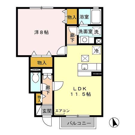 フォレステージA棟(1LDK/1階)の間取り写真