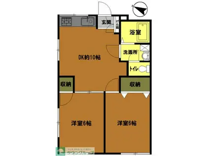 セゾン六浦ハイツ(2DK/1階)の間取り写真