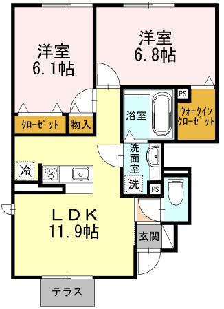コート・ド・メールII番館(2LDK/1階)の間取り写真