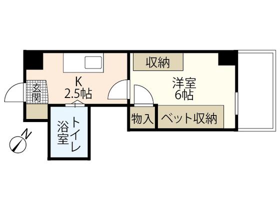 ハーシオンフルタI(1K/2階)の間取り写真