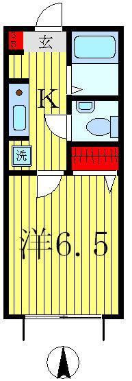 エスポワール(1K/2階)の間取り写真