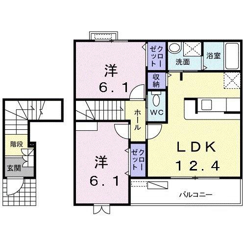 ヒコ・シンクラ(2LDK/2階)の間取り写真