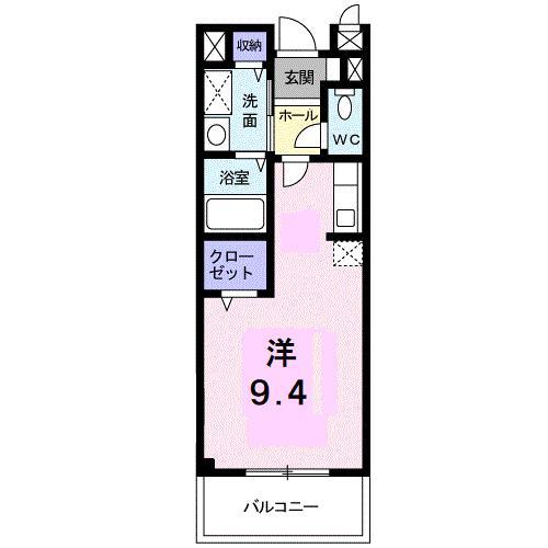 フローラB(ワンルーム/2階)の間取り写真